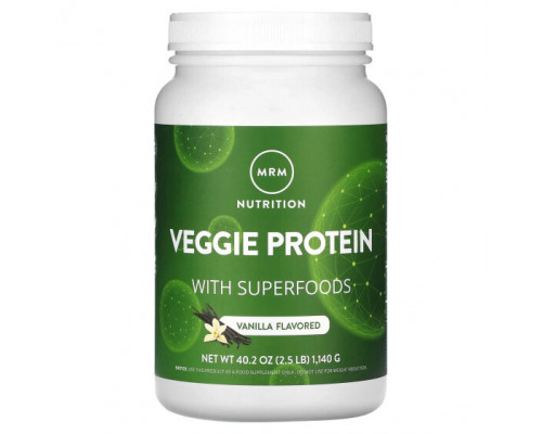 Суперфуды MRM Nutrition, Растительный протеин с суперфудами, ваниль, 1140 г (2,5 фунта) Суперфуды MRM Nutrition, Растительный протеин с суперфудами, ваниль, 1140 г (2,5 фунта)