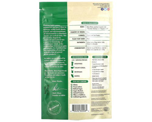 MRM Nutrition, Raw Organic Maca Root Powder, 8.5 oz (240 g) MRM Nutrition, Raw Organic Maca Root Powder, 8.5 oz (240 g)