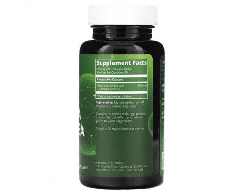 Зеленый кофе и гуарана MRM Nutrition, Зеленый чай матча, 60 веганских капсул Зеленый кофе и гуарана MRM Nutrition, Зеленый чай матча, 60 веганских капсул