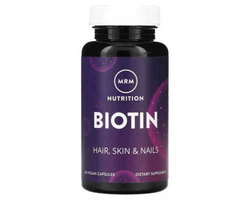 Для волос и ногтей MRM Nutrition, Биотин`` 60 веганских капсул Для волос и ногтей MRM Nutrition, Биотин`` 60 веганских капсул