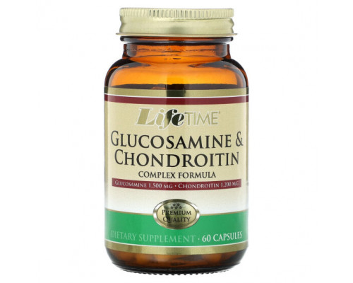 Для мышц и суставов LifeTime Vitamins, Комплексная формула глюкозамина и хондроитина, 60 капсул Для мышц и суставов LifeTime Vitamins, Комплексная формула глюкозамина и хондроитина, 60 капсул