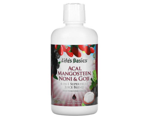 LifeTime Vitamins, Life's Basics, Смесь соков суперфруктов 4-в-1, асаи, гарциния, нони и годжи, 32 ж. унц.(946 мл) LifeTime Vitamins, Life's Basics, Смесь соков суперфруктов 4-в-1, асаи, гарциния, нони и годжи, 32 ж. унц.(946 мл)