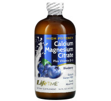 LifeTime Vitamins, Цитрат кальция и магния со вкусом голубики, 16 жидких унций (473 мл)