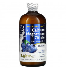 LifeTime Vitamins, Цитрат кальция и магния со вкусом голубики, 16 жидких унций (473 мл)
