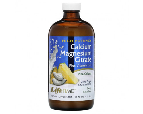 Кальций LifeTime Vitamins, Цитрат кальция и магния, плюс витамин D3, пина колада, 473 мл (16 жидк. Унций) Кальций LifeTime Vitamins, Цитрат кальция и магния, плюс витамин D3, пина колада, 473 мл (16 жидк. Унций)
