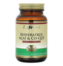 Ресвератрол LifeTime Vitamins, ресвератрол, асаи и коэнзим Q10, 60 вегетарианских капсул