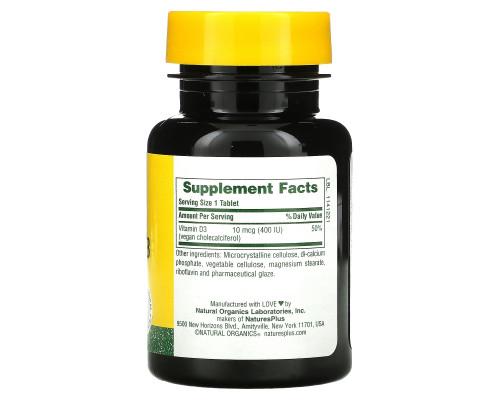 Nature's Plus, Vitamin D3, 400 IU, 90 Tablets Nature's Plus, Vitamin D3, 400 IU, 90 Tablets