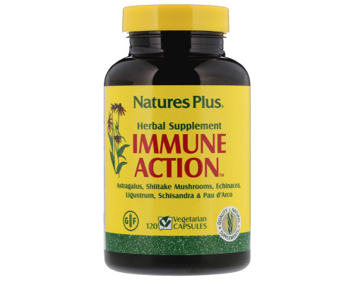 Nature's Plus, Иммуностимулирующее средство Immune Action, 120 растительных капсул Nature's Plus, Иммуностимулирующее средство Immune Action, 120 растительных капсул