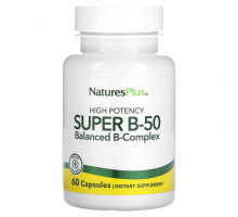 Витамины группы B NaturesPlus, Super B-50 с высокой эффективностью, 60 капсул
