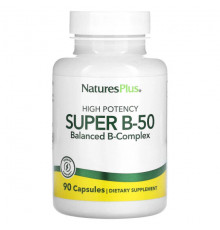 Витамины группы B NaturesPlus, Super B-50 с высокой эффективностью, 90 капсул