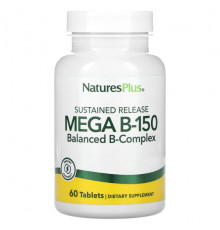 Витамины группы B NaturesPlus, Mega B-150 с замедленным высвобождением, 60 таблеток