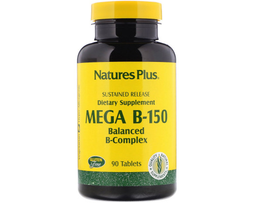Nature's Plus, Mega B-150, Сбалансированный комплекс витаминов группы B, 90 таблеток Nature's Plus, Mega B-150, Сбалансированный комплекс витаминов группы B, 90 таблеток