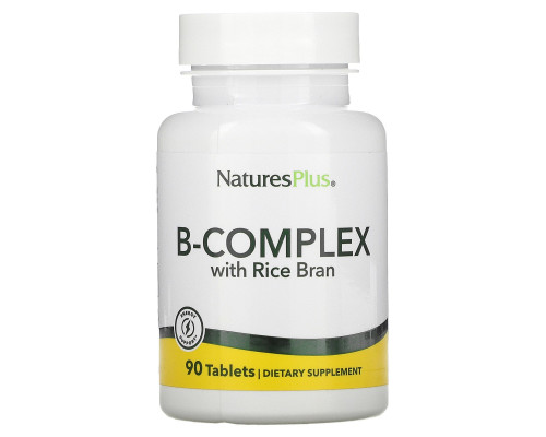 Nature's Plus, Комплекс витаминов B с рисовыми отрубями, 90 таблеток Nature's Plus, Комплекс витаминов B с рисовыми отрубями, 90 таблеток