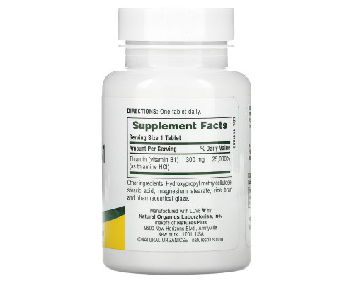 Nature's Plus, Витамин В1 90 таблеток Nature's Plus, Витамин В1 90 таблеток