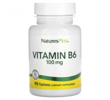 Витамины группы B NaturesPlus, Витамин B6, 100 мг, 90 таблеток
