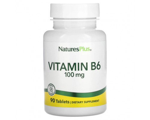 Витамины группы B NaturesPlus, Витамин B6, 100 мг, 90 таблеток Витамины группы B NaturesPlus, Витамин B6, 100 мг, 90 таблеток