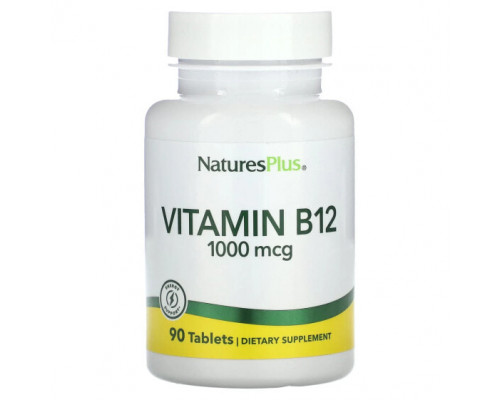 Витамины группы B NaturesPlus, Витамин B12, 1000 мкг, 90 таблеток Витамины группы B NaturesPlus, Витамин B12, 1000 мкг, 90 таблеток