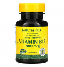 Nature's Plus, Витамин B-12, 2000 мкг, 60 таблеток