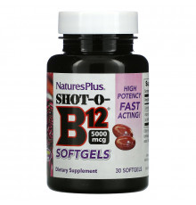 Nature's Plus, Shot-O-B12 Softgels, 5000 mcg, 30 Softgels