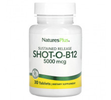 Витамины группы B NaturesPlus, Shot-O-B12, 5000 мкг, 30 таблеток
