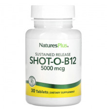Витамины группы B NaturesPlus, Shot-O-B12, 5000 мкг, 30 таблеток