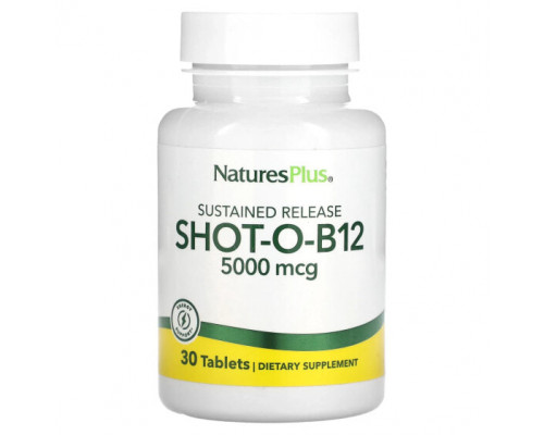 Витамины группы B NaturesPlus, Shot-O-B12, 5000 мкг, 30 таблеток Витамины группы B NaturesPlus, Shot-O-B12, 5000 мкг, 30 таблеток