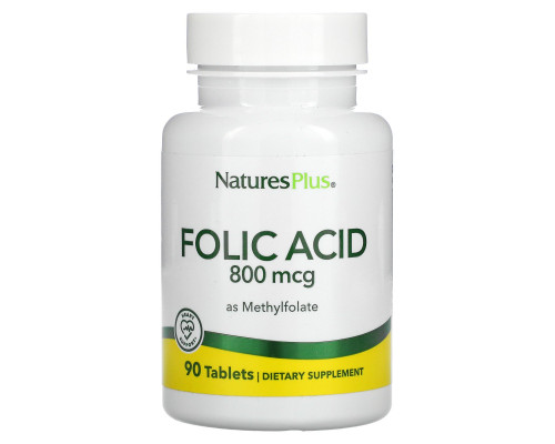Nature's Plus, Фолиевая кислота, 800 мкг, 90 таблеток