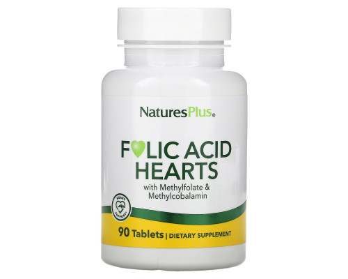 Nature's Plus, Folic Acid Hearts, 90 Tablets
