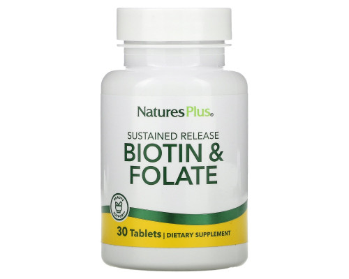 Nature's Plus, Biotin & Folate, 30 Tablets Nature's Plus, Biotin & Folate, 30 Tablets