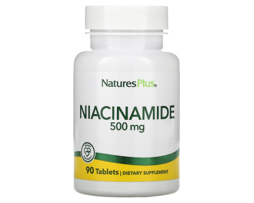 Nature's Plus, Ниацинамид, 500 мг, 90 таблеток Nature's Plus, Ниацинамид, 500 мг, 90 таблеток