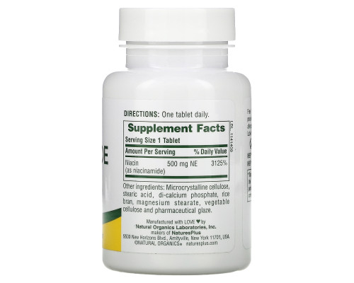 Nature's Plus, Ниацинамид, 500 мг, 90 таблеток Nature's Plus, Ниацинамид, 500 мг, 90 таблеток