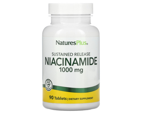 Nature's Plus, Ниацинамид, 1000 мг, 90 таблеток Nature's Plus, Ниацинамид, 1000 мг, 90 таблеток