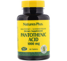 Nature's Plus, Пантотеновая кислота, 1000 мг, 60 таблеток