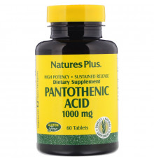 Nature's Plus, Пантотеновая кислота, 1000 мг, 60 таблеток