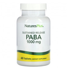 Витамины группы B NaturesPlus, ПАБК с замедленным высвобождением, 1000 мг, 60 таблеток