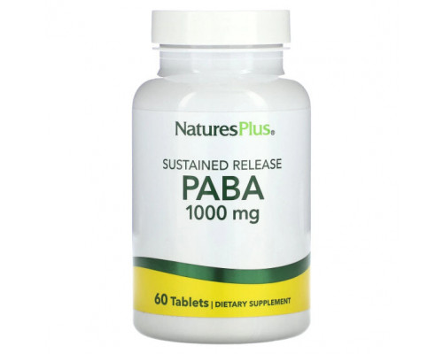 Витамины группы B NaturesPlus, ПАБК с замедленным высвобождением, 1000 мг, 60 таблеток Витамины группы B NaturesPlus, ПАБК с замедленным высвобождением, 1000 мг, 60 таблеток