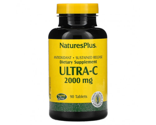 От гриппа и простуды NaturesPlus, Ultra-C, 2000 мг, 90 таблеток От гриппа и простуды NaturesPlus, Ultra-C, 2000 мг, 90 таблеток