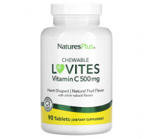 Витамин C Chewable Lovites, Vitamin C, Natural Fruit, 500 mg, 90 Tablets