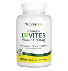 Витамин C Chewable Lovites, Vitamin C, Natural Fruit, 500 mg, 90 Tablets