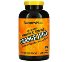 NaturesPlus, Апельсиновый сок, жевательный витамин C, 500 мг, 180 таблеток