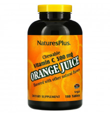 NaturesPlus, Апельсиновый сок, жевательный витамин C, 500 мг, 180 таблеток