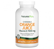 Витамин C NaturesPlus, Жевательный апельсиновый сок с витамином C, апельсин, 1000 мг, 60 таблеток