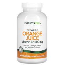 Витамин C NaturesPlus, Жевательный апельсиновый сок с витамином C, апельсин, 1000 мг, 60 таблеток