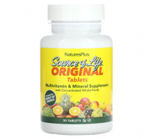 Витаминно-минеральные комплексы NaturesPlus, Source of Life, мультивитаминная и минеральная добавка, 30 таблеток