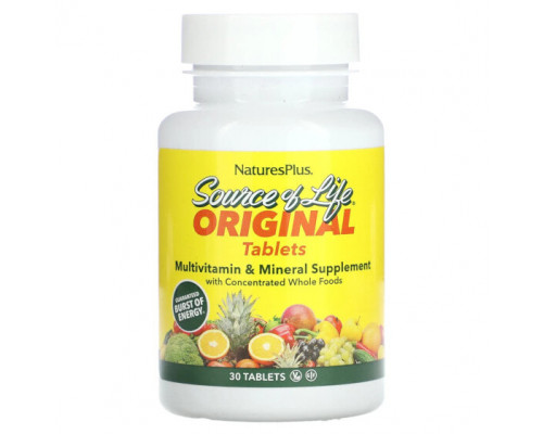 Витаминно-минеральные комплексы NaturesPlus, Source of Life, мультивитаминная и минеральная добавка, 30 таблеток Витаминно-минеральные комплексы NaturesPlus, Source of Life, мультивитаминная и минеральная добавка, 30 таблеток