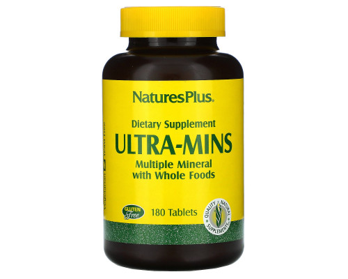 Nature's Plus, Ультра-мины, разные минералы с цельными пищевыми продуктами, 180 таблеток Nature's Plus, Ультра-мины, разные минералы с цельными пищевыми продуктами, 180 таблеток