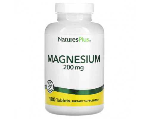 Магний NaturesPlus, Магний, 200 мг, 180 таблеток Магний NaturesPlus, Магний, 200 мг, 180 таблеток