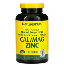 Nature's Plus, Кальций, магний и цинк, 180 таблеток
