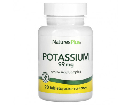 Калий NaturesPlus, Калий, 99 мг, 90 таблеток Калий NaturesPlus, Калий, 99 мг, 90 таблеток