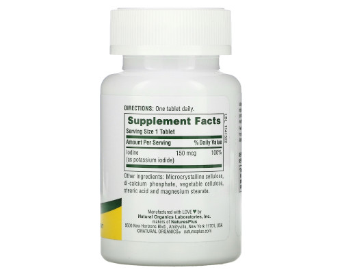 Nature's Plus, Калия йодид, 150 мкг, 100 таблеток